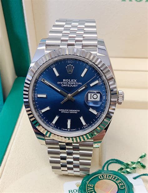 rolex datejust blue dial replica|rolex 41mm datejust mint dial.